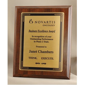 Rectangle Deluxe Traditional Plaque w/ Solid Brass Plate (6"x8")