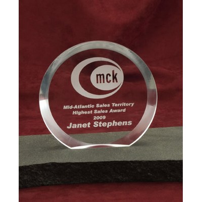 Round Self Standing Acrylic Award w/ Highlighted Bottom (6 1/4"x6"x1")